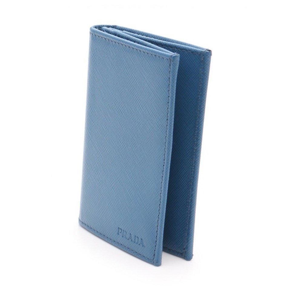 Prada Saffiano Card Case Blue